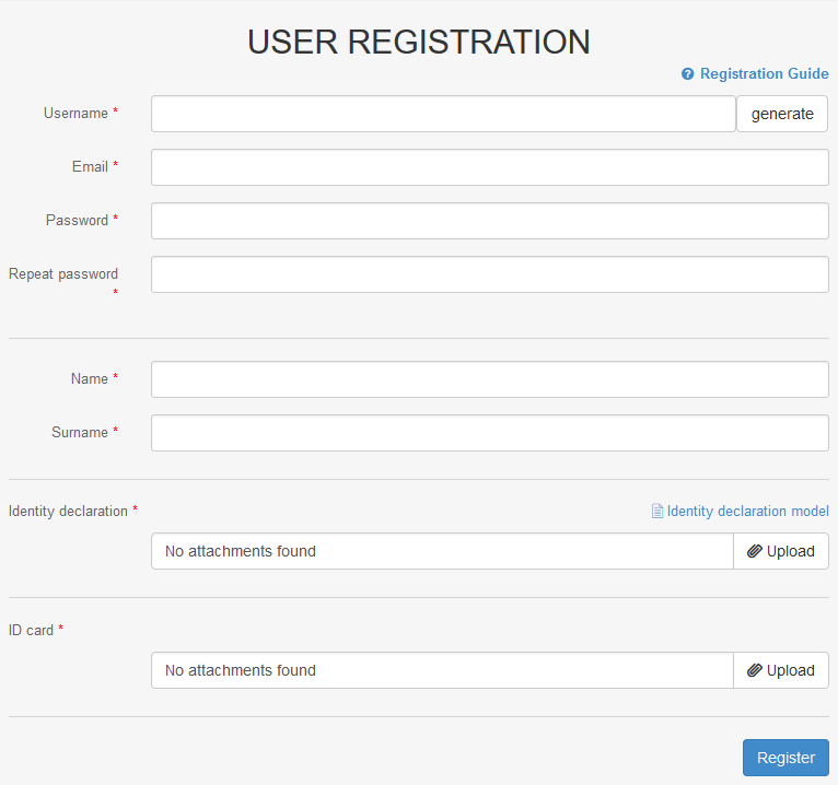 Whistleblowing - User registration